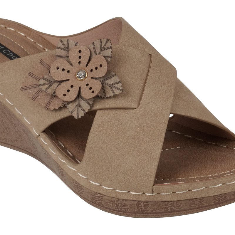 Shop Gc Shoes Selly Natural Wedge Sandal In Brown