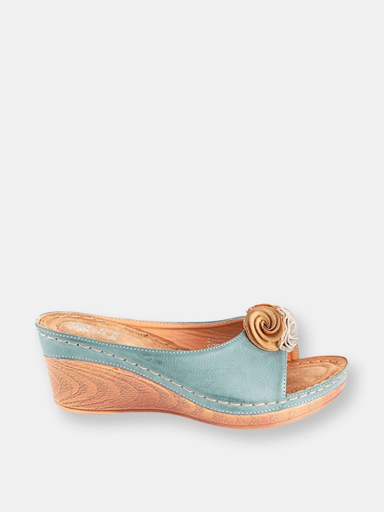 Sydney Blue Wedge Sandals