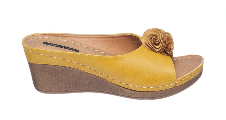 Sydney Yellow Wedge Sandals