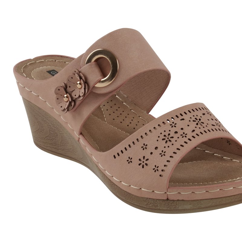 Shop Gc Shoes Theresa Blush Wedge Sandals In Pink