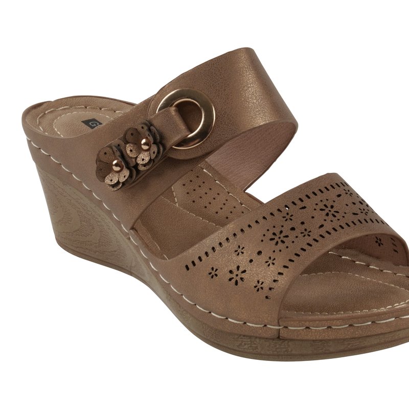 Shop Gc Shoes Theresa Bronze Wedge Sandal In Brown