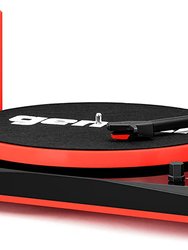 TT-900BR Vinyl Record Player Turntable With Bluetooth And Dual Stereo Speakers - Red/Black