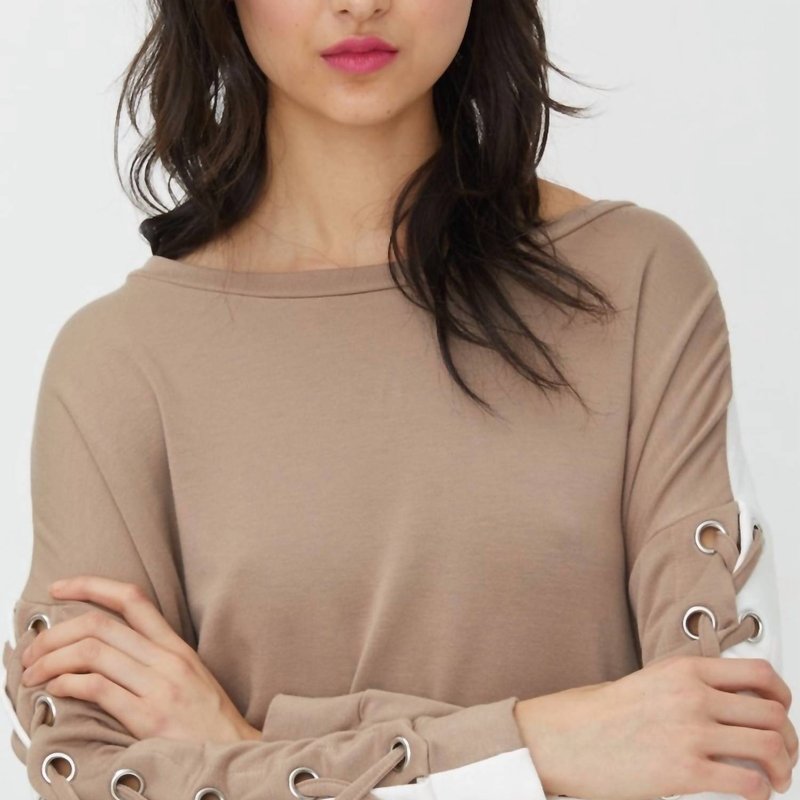 Generation Love Alexis Lace Up Sweatshirt In Neutral