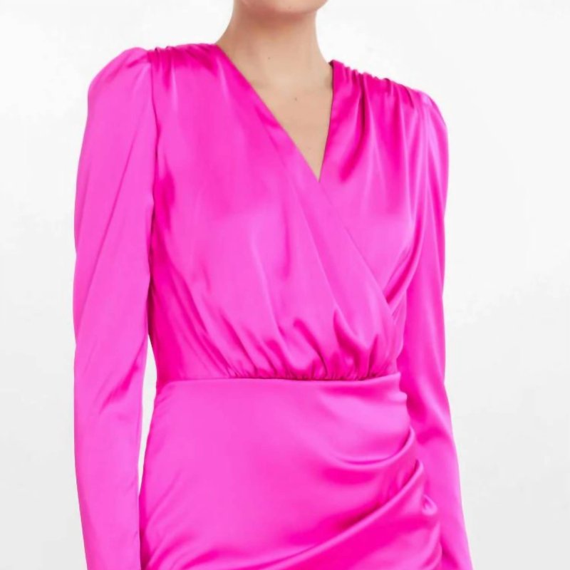 Shop Generation Love Miley Stretch Satin Faux Wrap Mini Dress In Pink