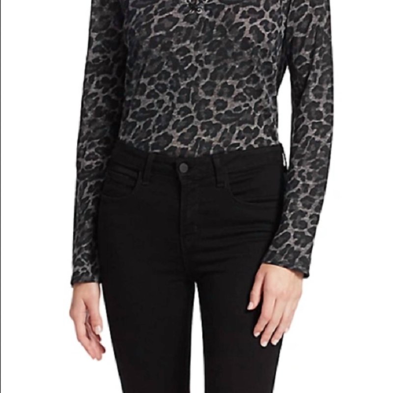 Generation Love Valentina Lace Up Leopard Top In Black