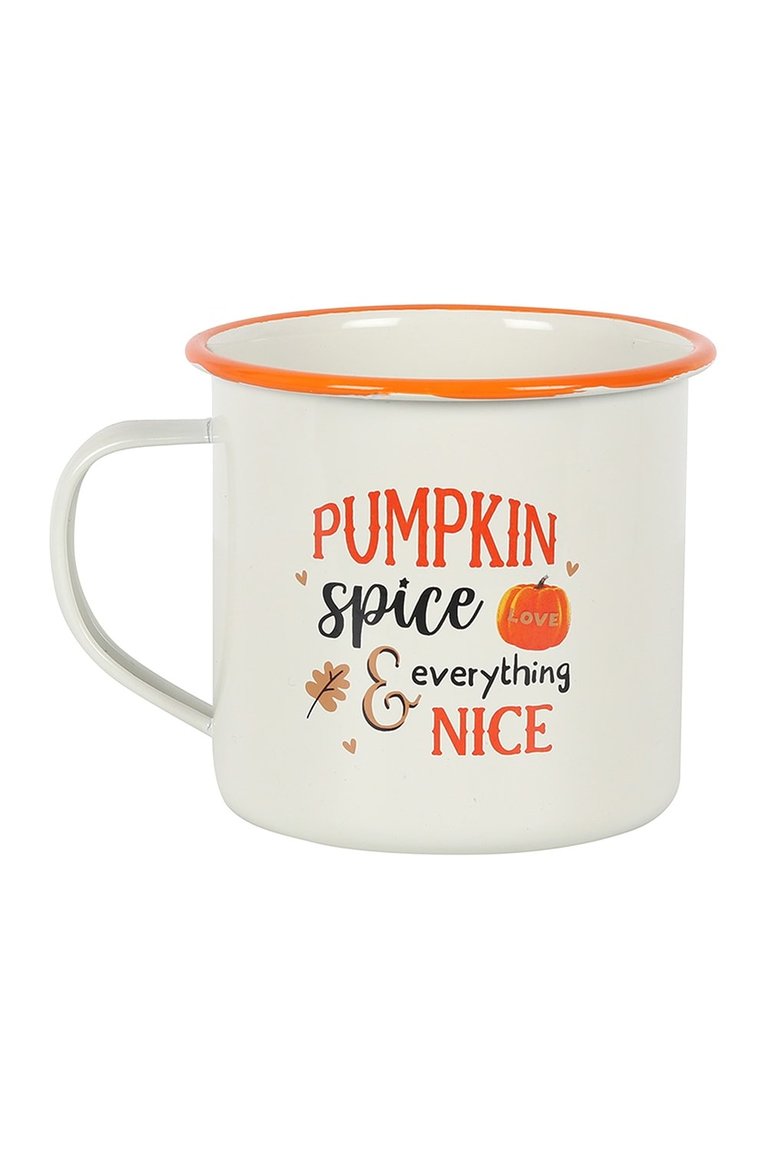 Pumpkin Spice Enamel Mug (White/Orange/Black) (One Size) - White/Orange/Black