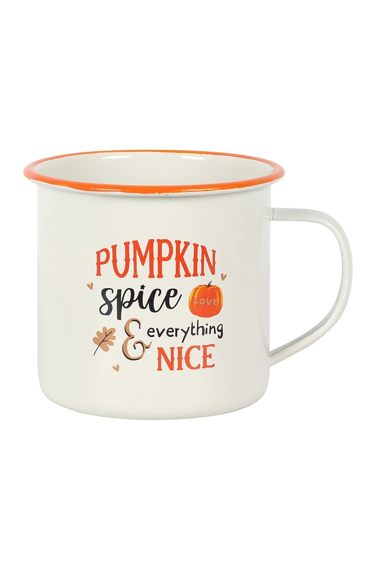 Pumpkin Spice Enamel Mug (White/Orange/Black) (One Size)