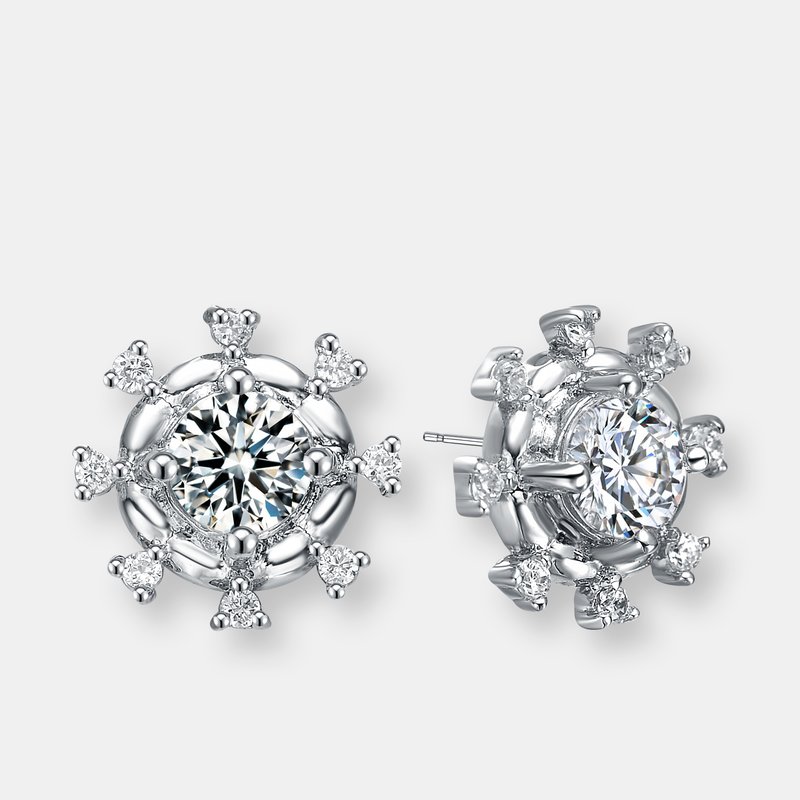 Shop Genevive Sterling Silver Cubic Zirconia Heart Earrings In White
