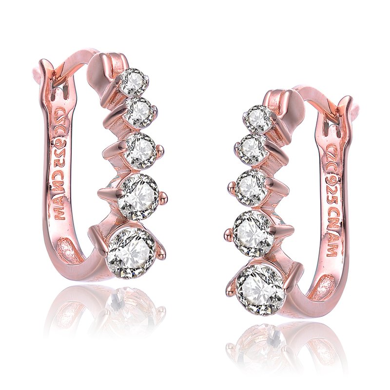 Shop Genevive Sterling Silver With Colored Cubic Zirconia Hoop Earrings In Pink