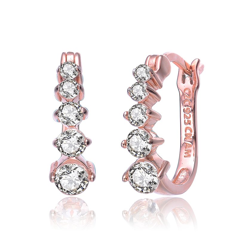 Shop Genevive Sterling Silver With Colored Cubic Zirconia Hoop Earrings In Pink
