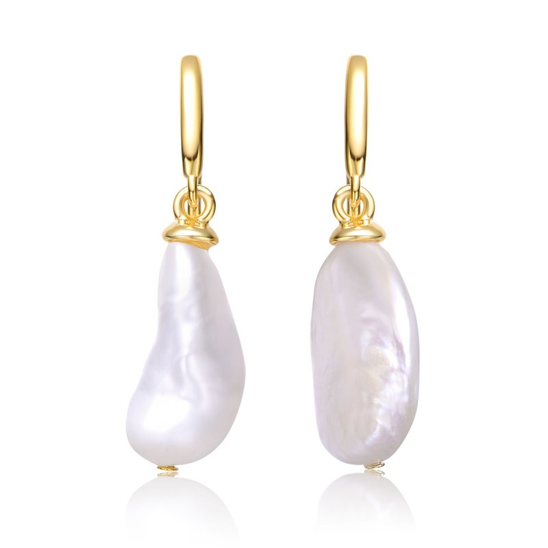 Shop Genevive Sterling Silver 14k Yellow Gold Plated With Baroque White Pearl French Hook Dangle Drop Earrings