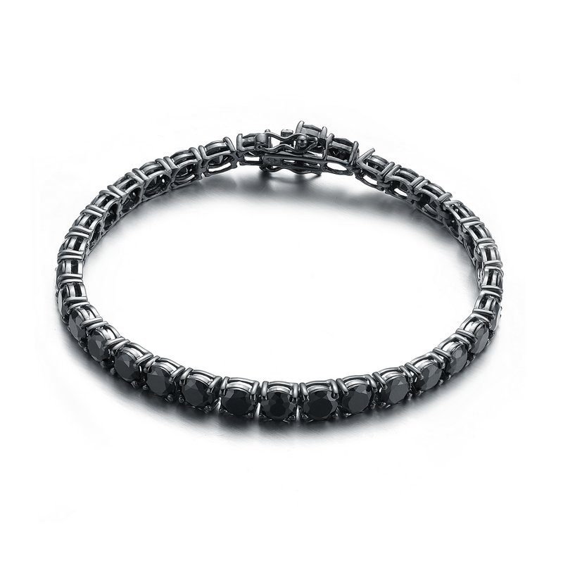 Genevive Sterling Silver Black Plated Layered Contemporary Tennis Bracelet
