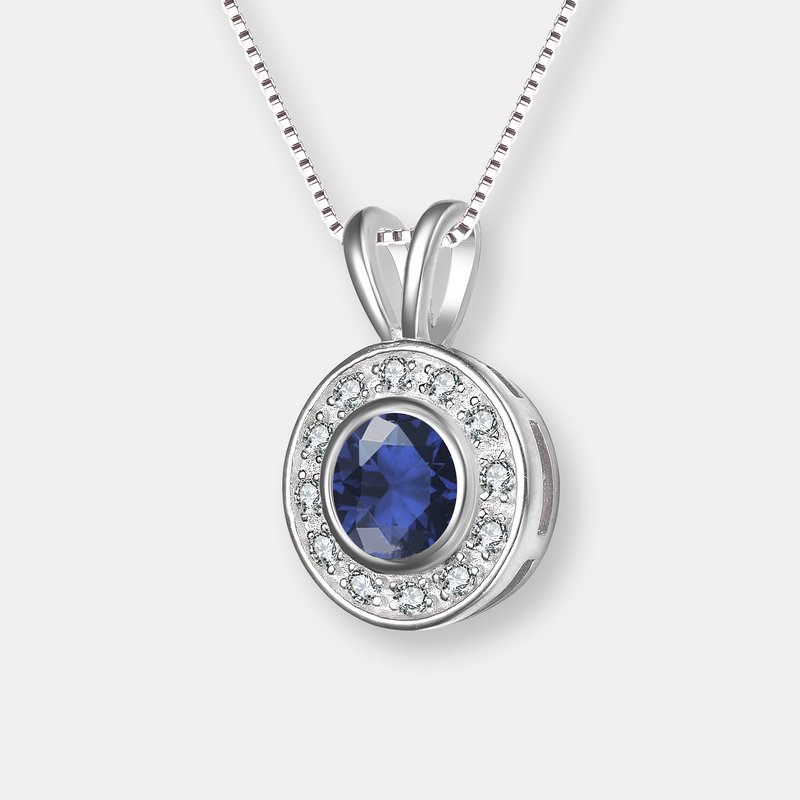Shop Genevive Sterling Silver Blue Cubic Zirconia Round Necklace
