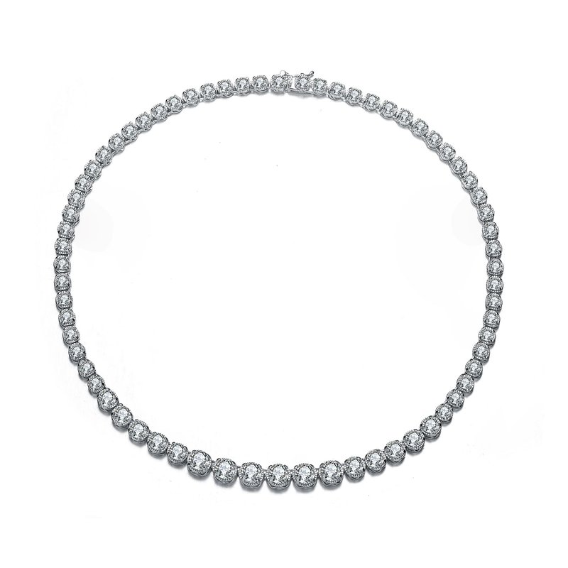 Shop Genevive Sterling Silver Classic Chain Design Necklace In White