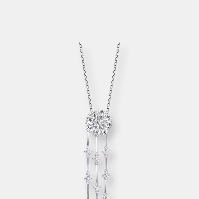 Shop Genevive Sterling Silver Cubic Zirconia And White Cubic Zirconia Dangling Pendant Necklace