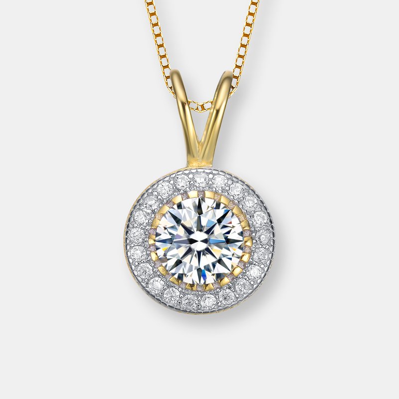 Genevive Sterling Silver Cubic Zirconia Gold Platedround Necklace