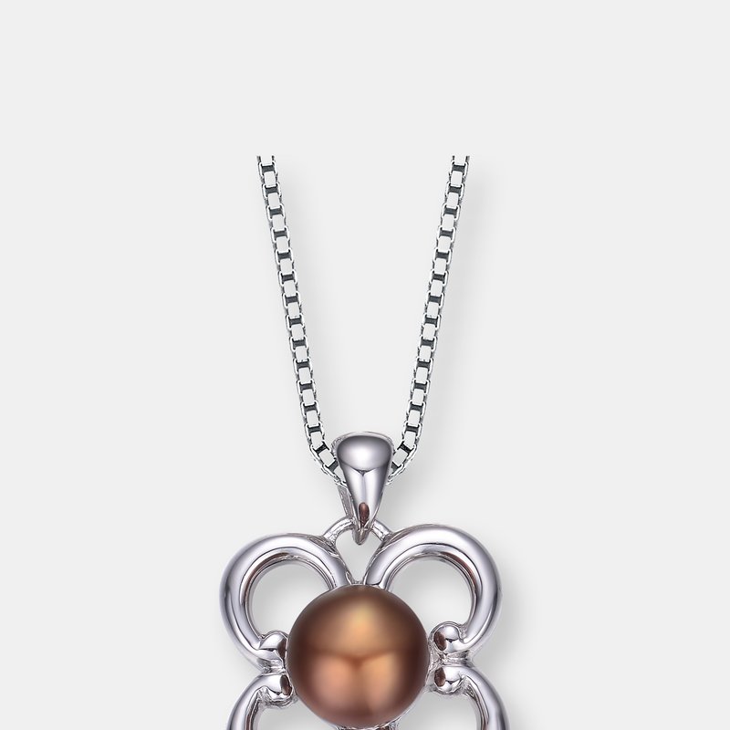 Shop Genevive Sterling Silver Faux Brown Pearl Flower Shape Necklace