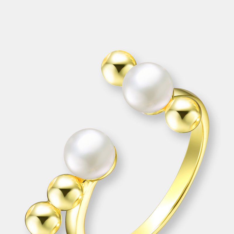 Genevive Sterling Silver Gold Plated 5mm Freshwater Pearls Modern Ring
