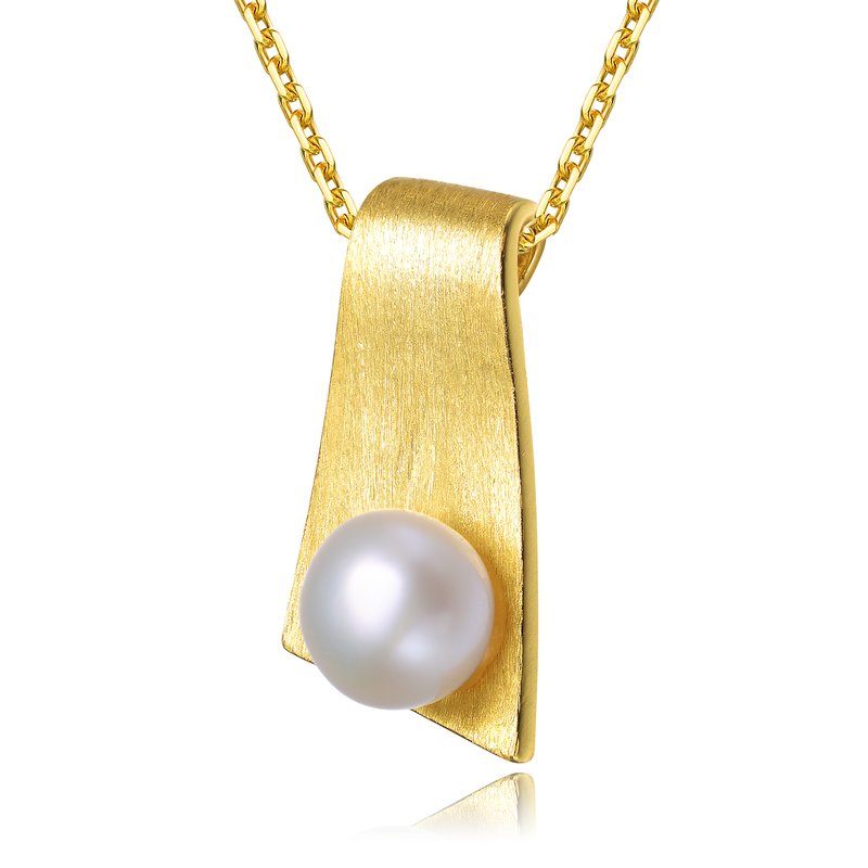 Shop Genevive Sterling Silver Gold Plated Freshwater Pearl Pendant Necklace In White
