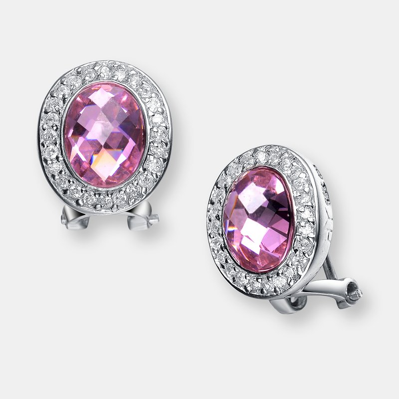 Shop Genevive Sterling Silver Pink Cubic Zirconia Stud Earrings