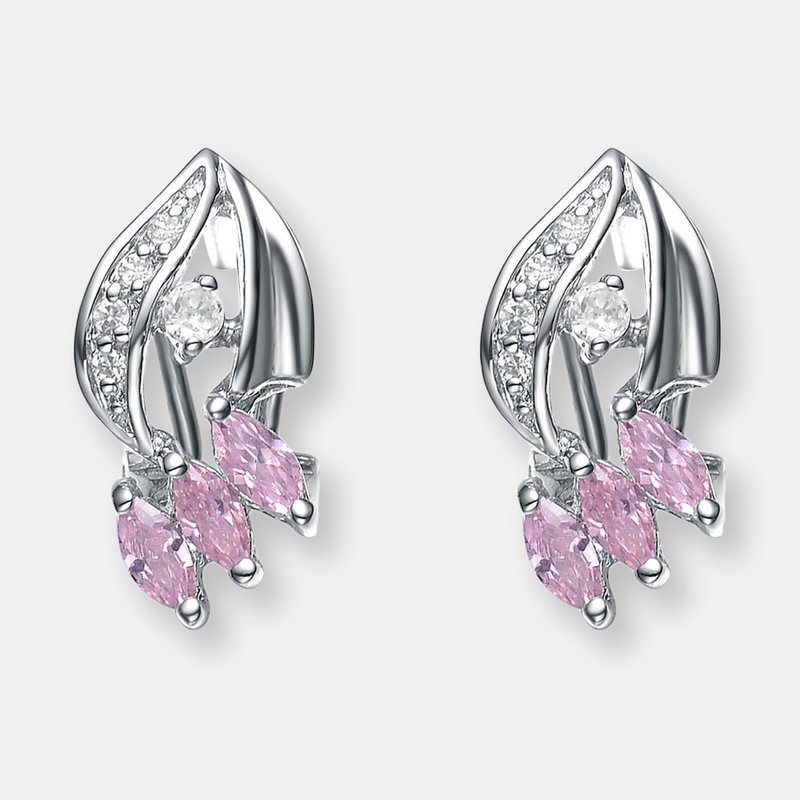 Shop Genevive Sterling Silver Pink Cubic Zirconia Stud Earrings