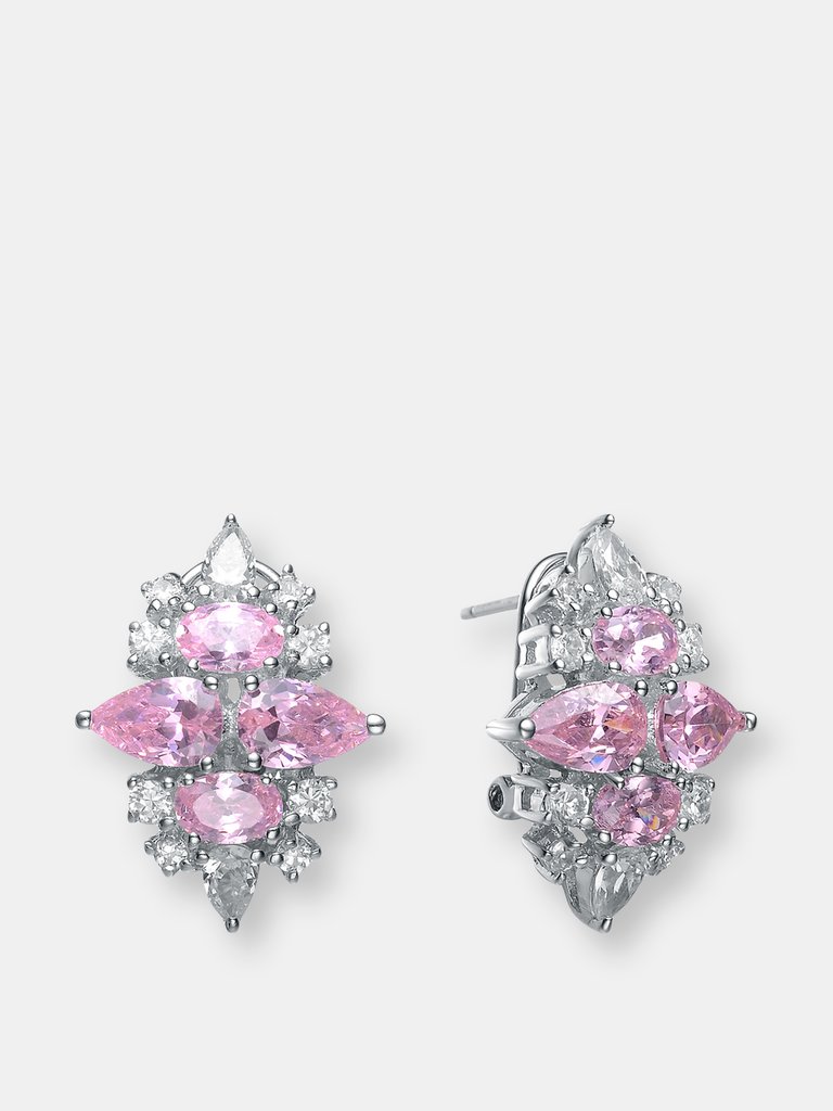 Sterling Silver Pink Cubic Zirconia Stud Earrings