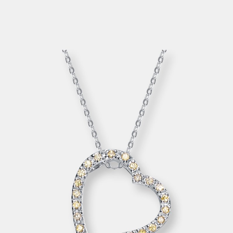 Genevive Sterling Silver White And Yellow Cubic Zirconia Pendant