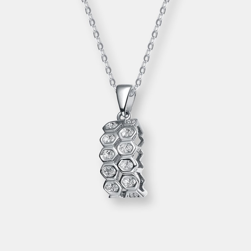 Shop Genevive Sterling Silver White Cubic Zirconia Beehive Pendant