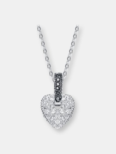 GENEVIVE Sterling Silver White Cubic Zirconia Heart Bedazzled Pendant product