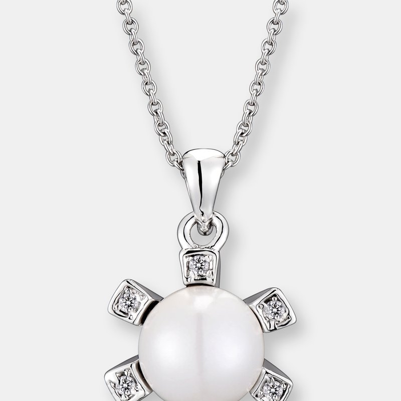 Genevive Sterling Silver White Stone And Cubic Zirconia Accent Necklace
