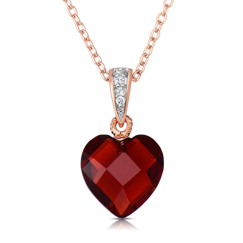 Genevive Sterling Silver Cubic Zirconia Heart Shape Necklace In Red