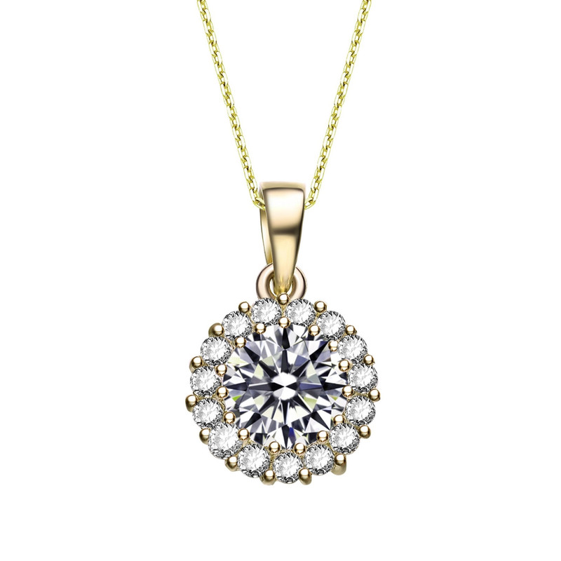 Genevive Sterling Silver With Round Colored Cubic Zirconia Pendant Necklace In Gold
