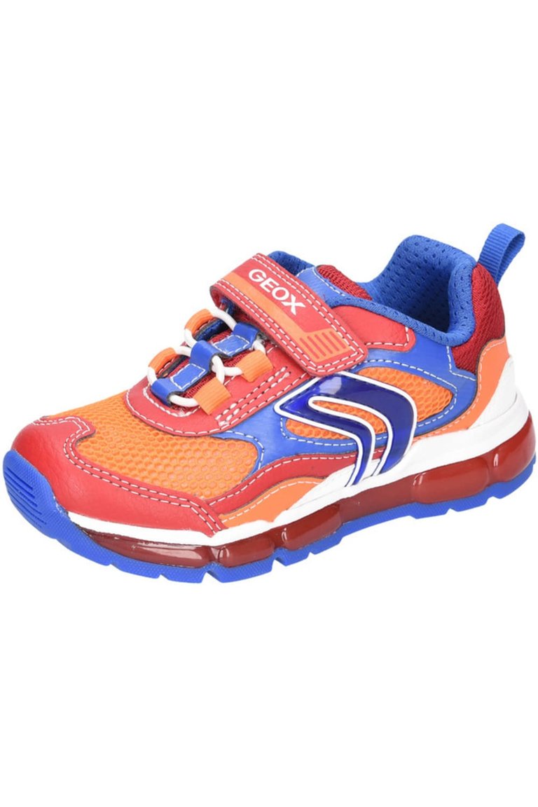 Geox Blue Boys Android Leather Sneakers (Red/Royal Blue) | Verishop