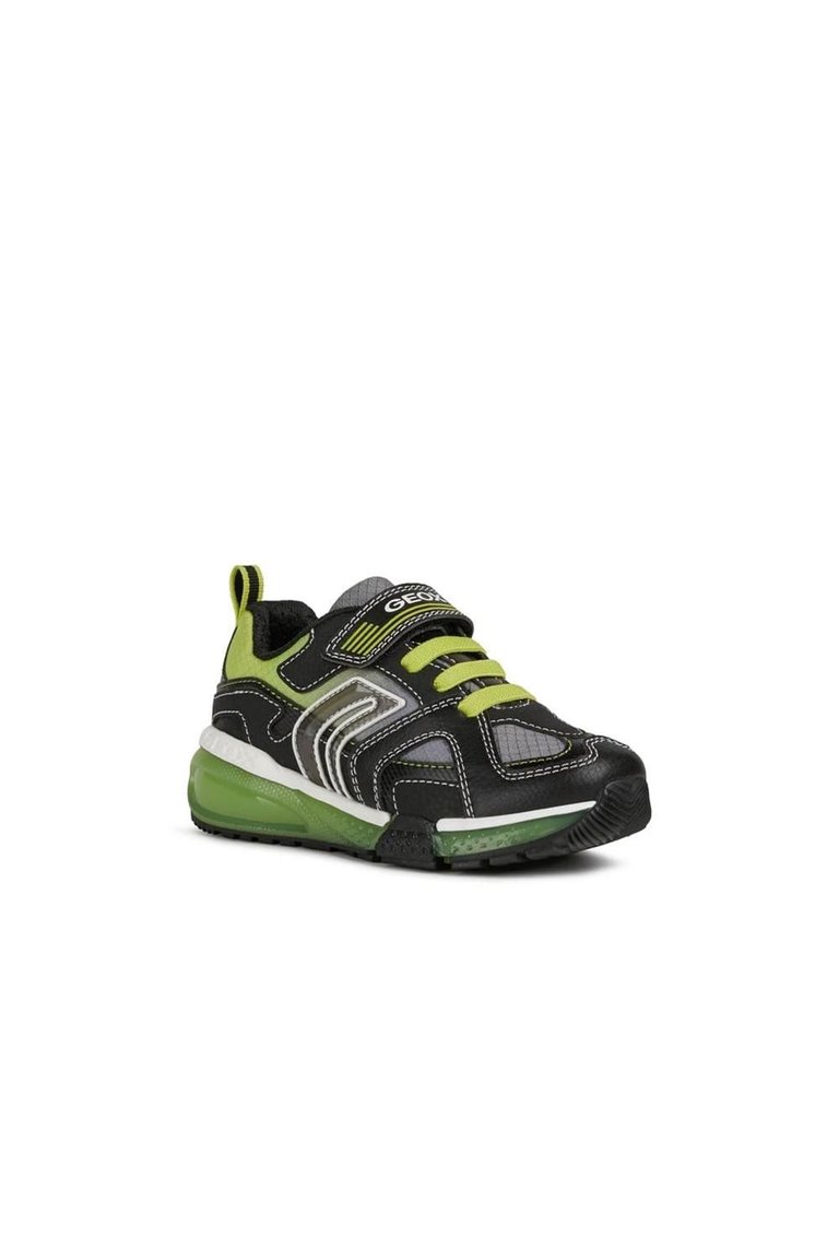 Geox Black/Lime Boys Bayonyc Leather Lined Sneakers (Black/Lime Green)