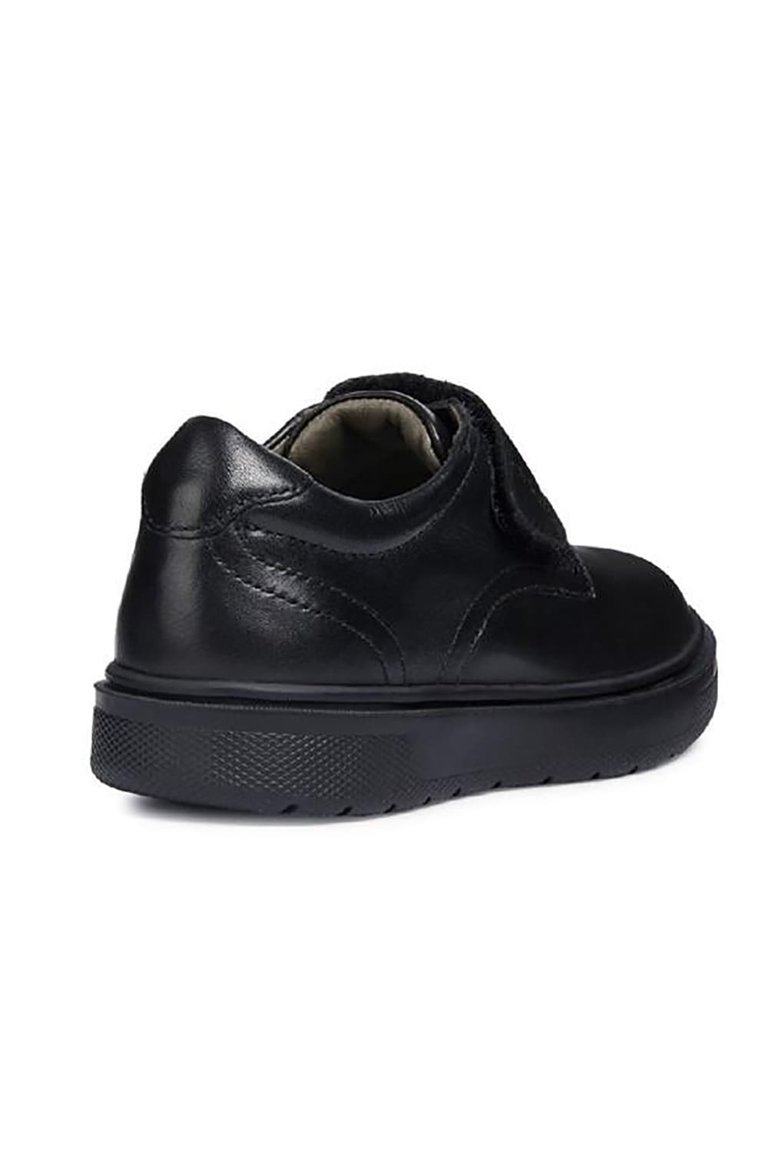 Geox Boys Leather J Riddock Touch Fastening Shoe (Black)