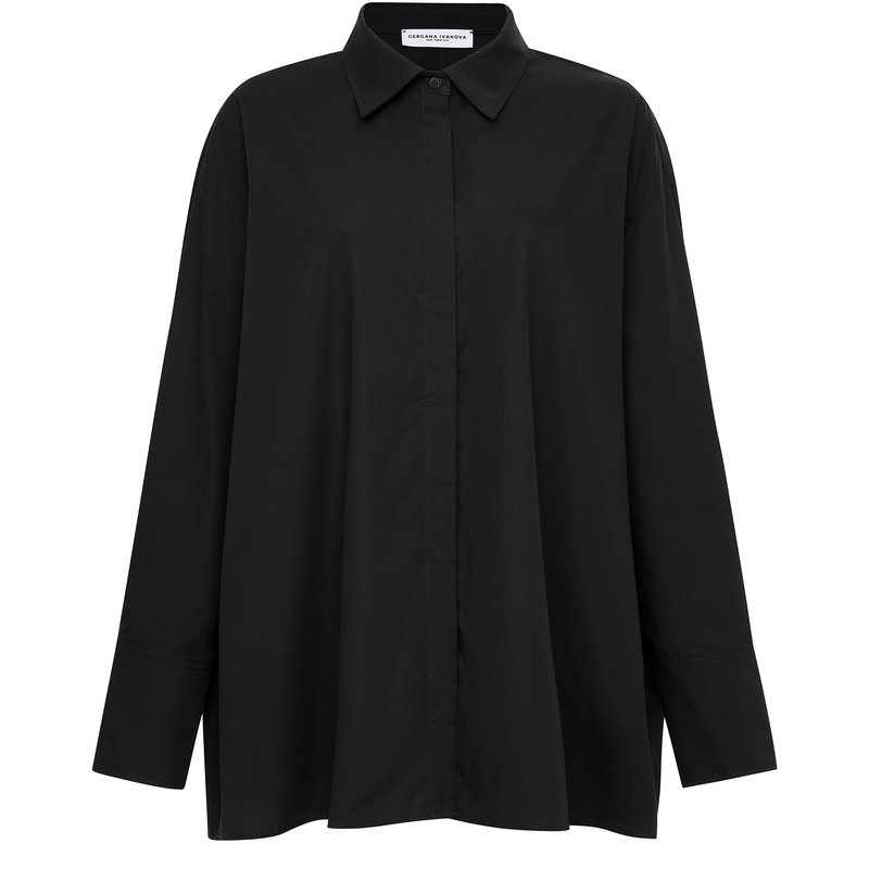 Gergana Ivanova Amber 100% Organic Cotton Button-up Shirt In Black