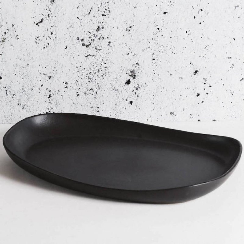 Gharyan Stoneware Stoneware Long Serving Platter In Black