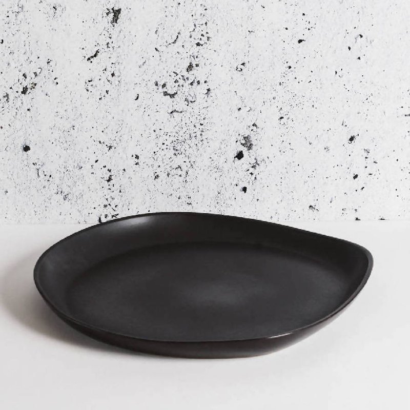 Gharyan Stoneware Stoneware Round Serving Platter In Gray