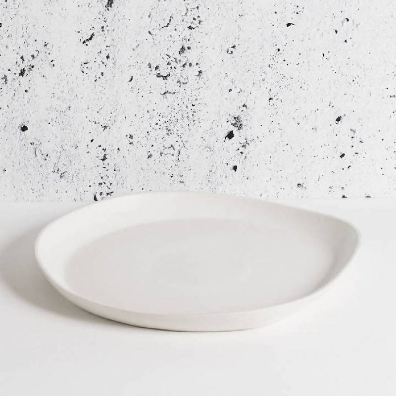 Gharyan Stoneware Stoneware Round Serving Platter In White