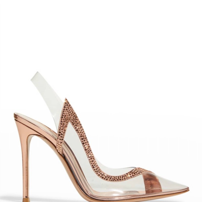 Shop Gianvito Rossi Hortensia Plexi Embellished Slingback Pumps In Gold