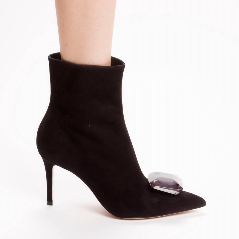 Shop Gianvito Rossi Jaipur Suede Embellished Bootie In Black