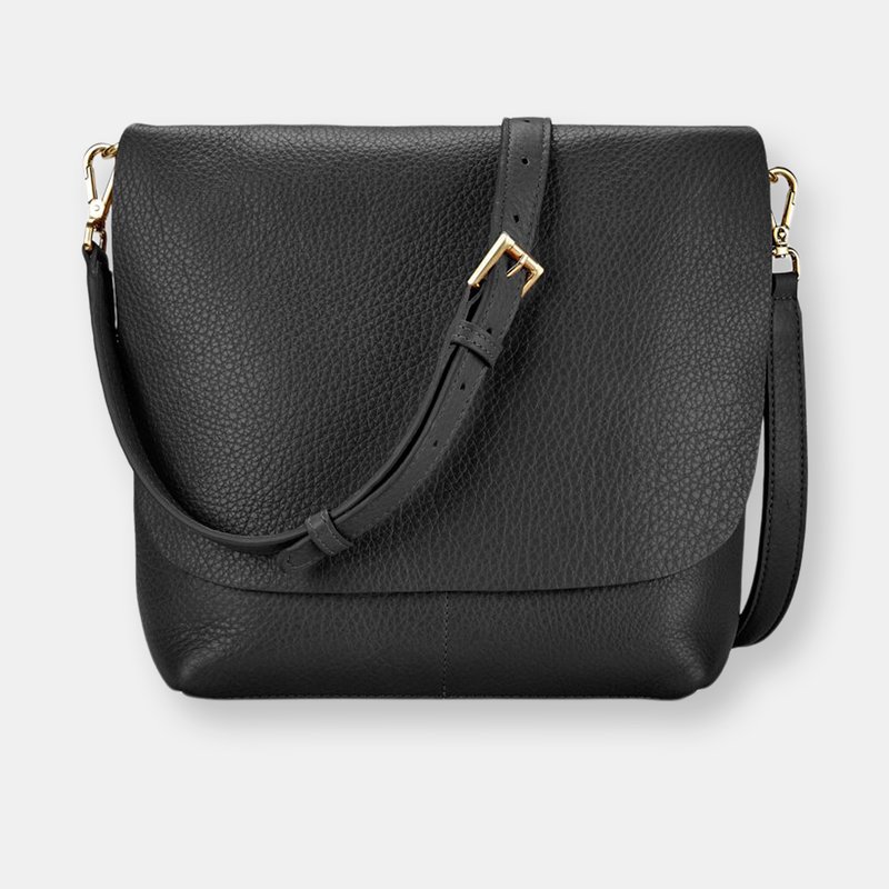 Gigi New York Andy Flap Leather Crossbody Bag In Black