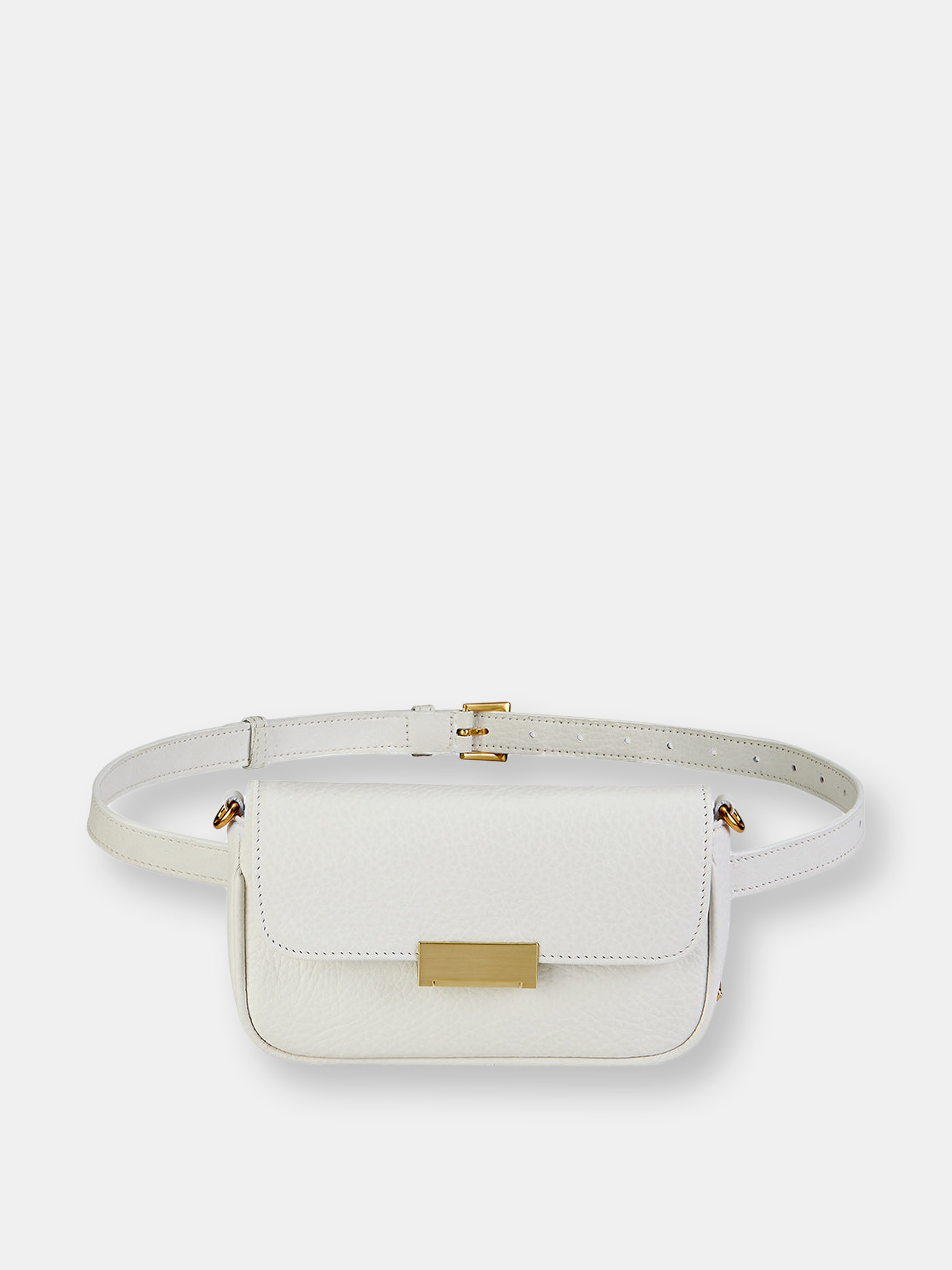 Carrie Leather Crossbody Belt Bag In White