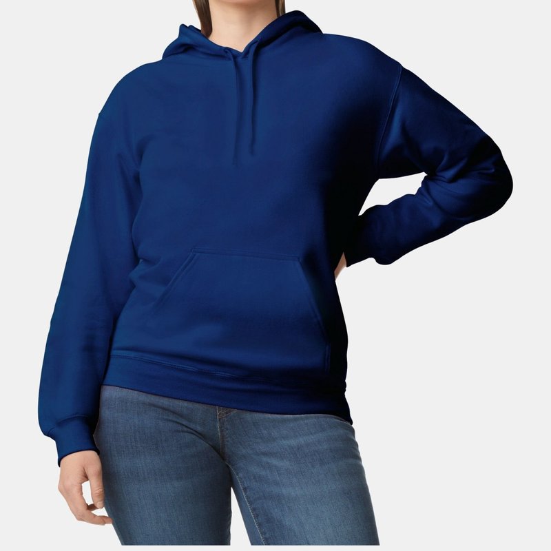 Shop Gildan Unisex Adult Softstyle Fleece Midweight Hoodie (navy Blue) In Grey