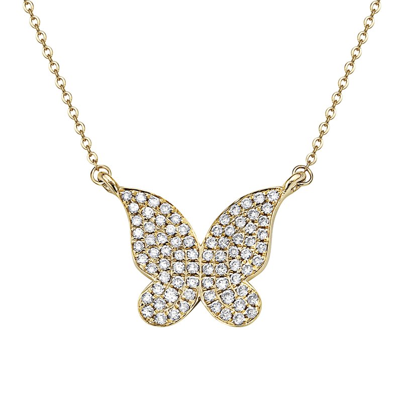 Gili Jewels Pave Butterfly Necklace In Yellow