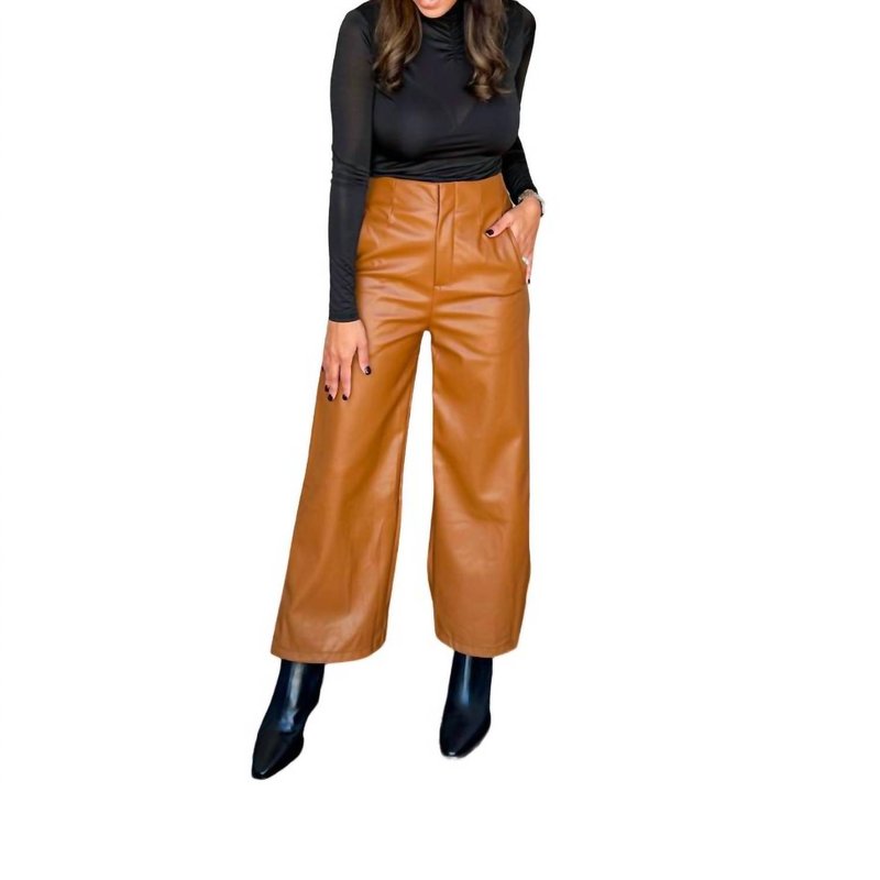 Shop Glam Cropped Faux Leather Pant In Brown