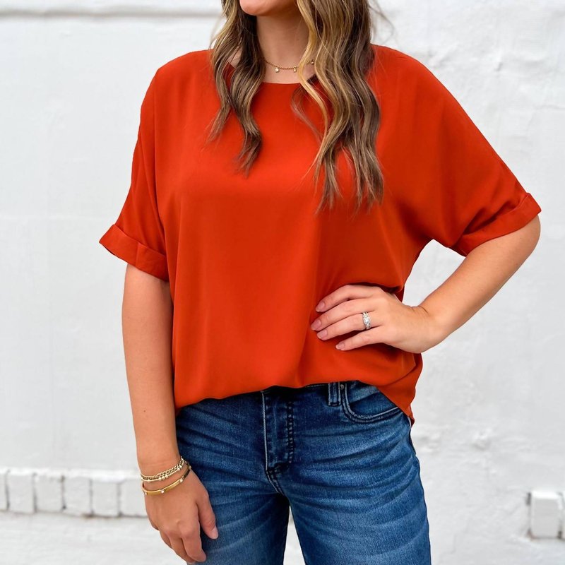 Shop Glam Dolman High Low Top In Apricot In Red