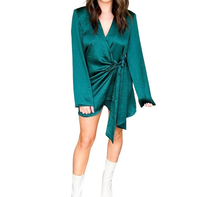 Shop Glam Satin Mini Dress In Hunter In Green