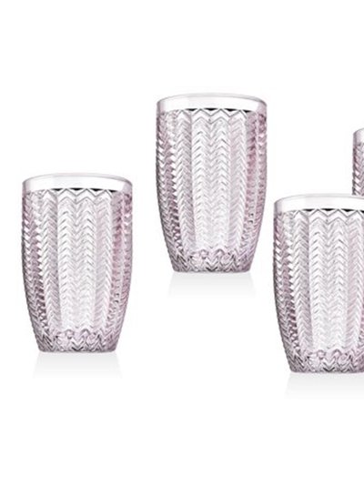 Godinger 44665 Twill Pink Set Of 4 Crystal Highballs Glasses Cup Round - 15 oz product