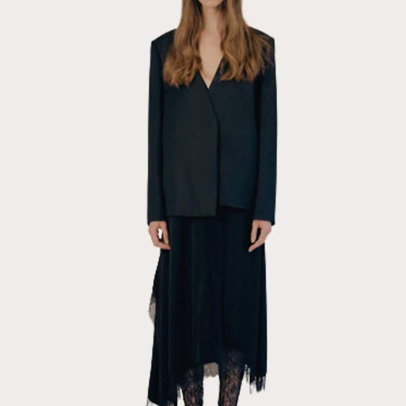 Shop Goen J Skirt And Blazer Set In Black